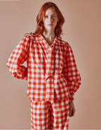 Red Gingham Bow Blouse