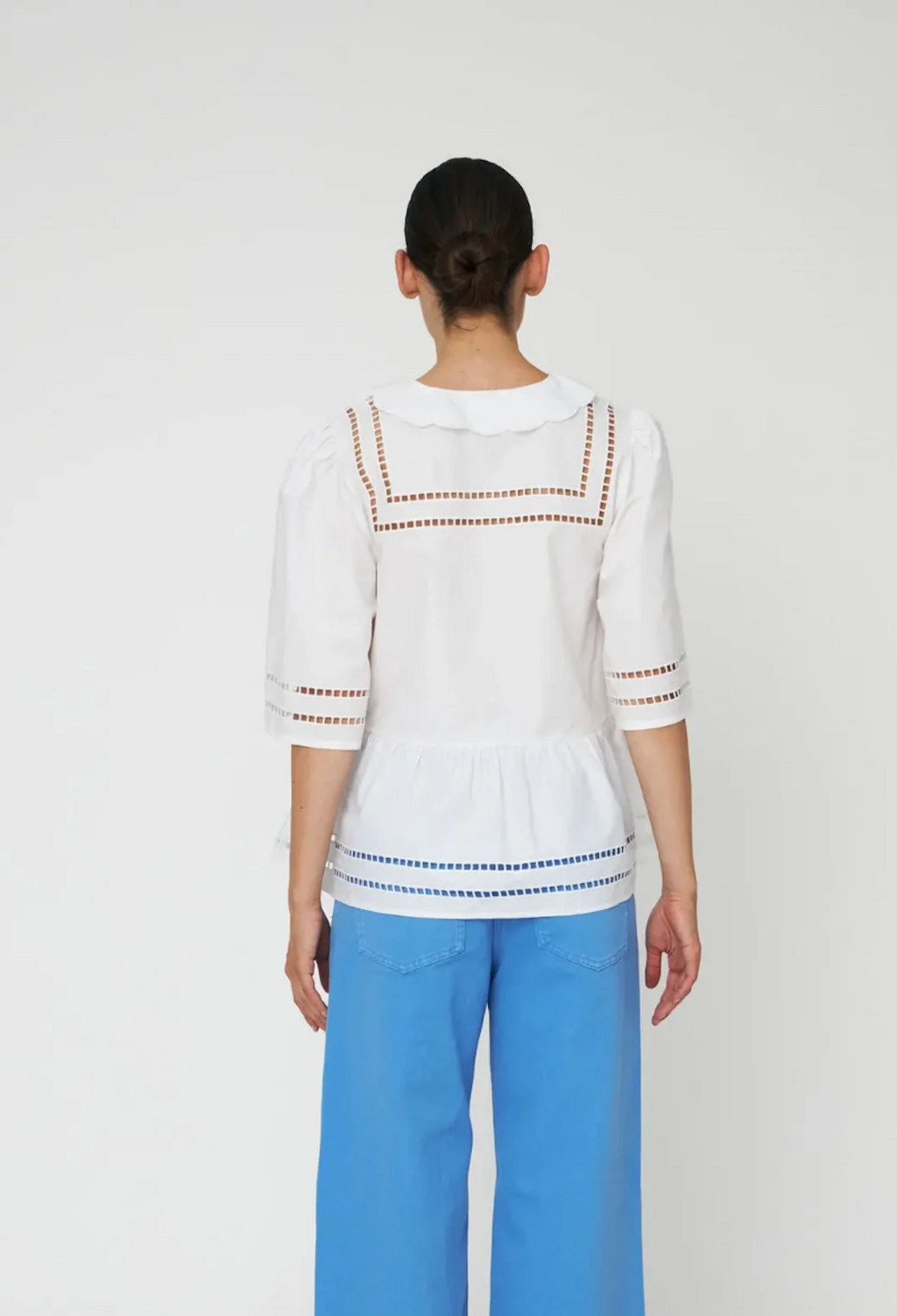 Scalloped White Blouse