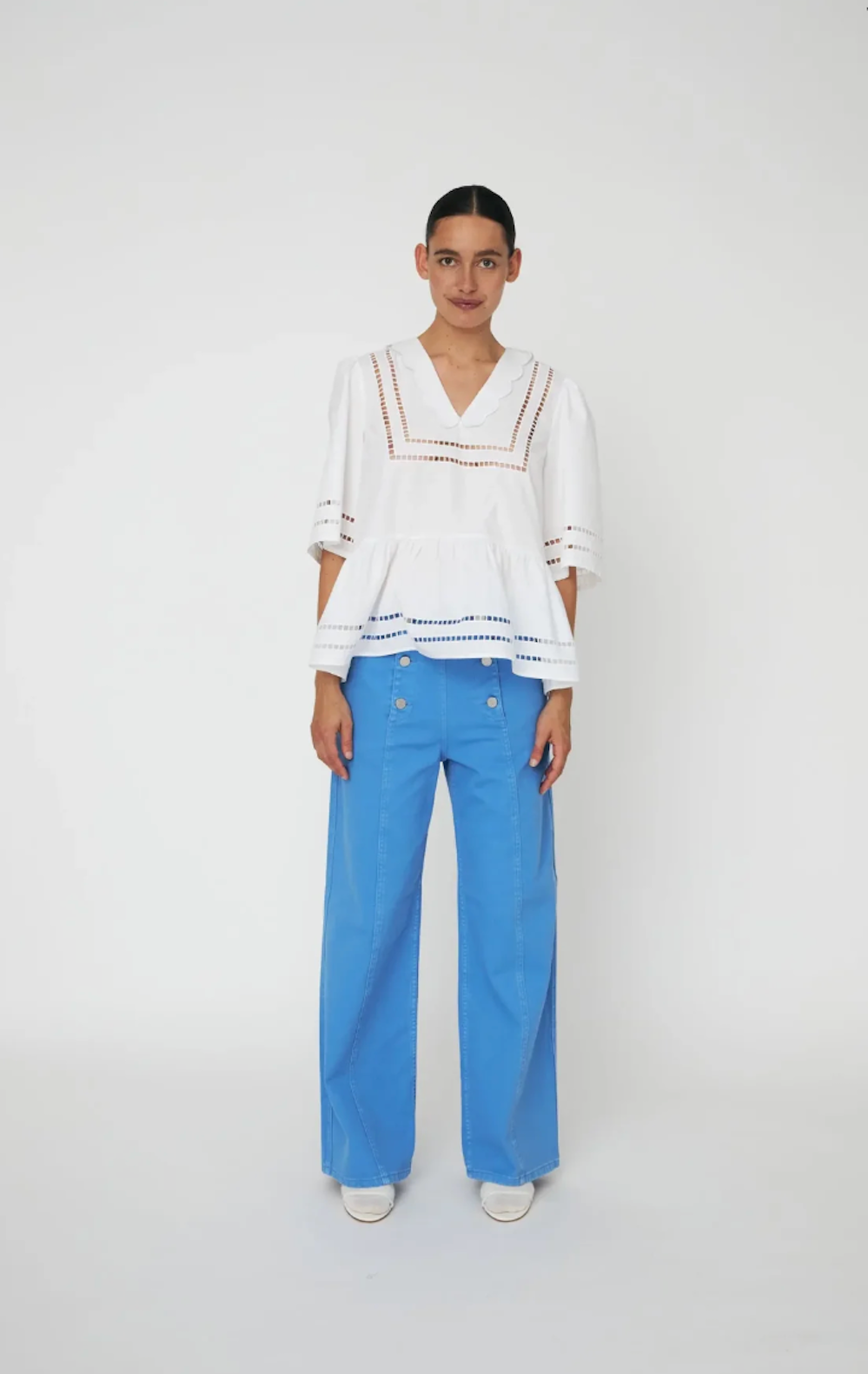 White Scallop Blouse