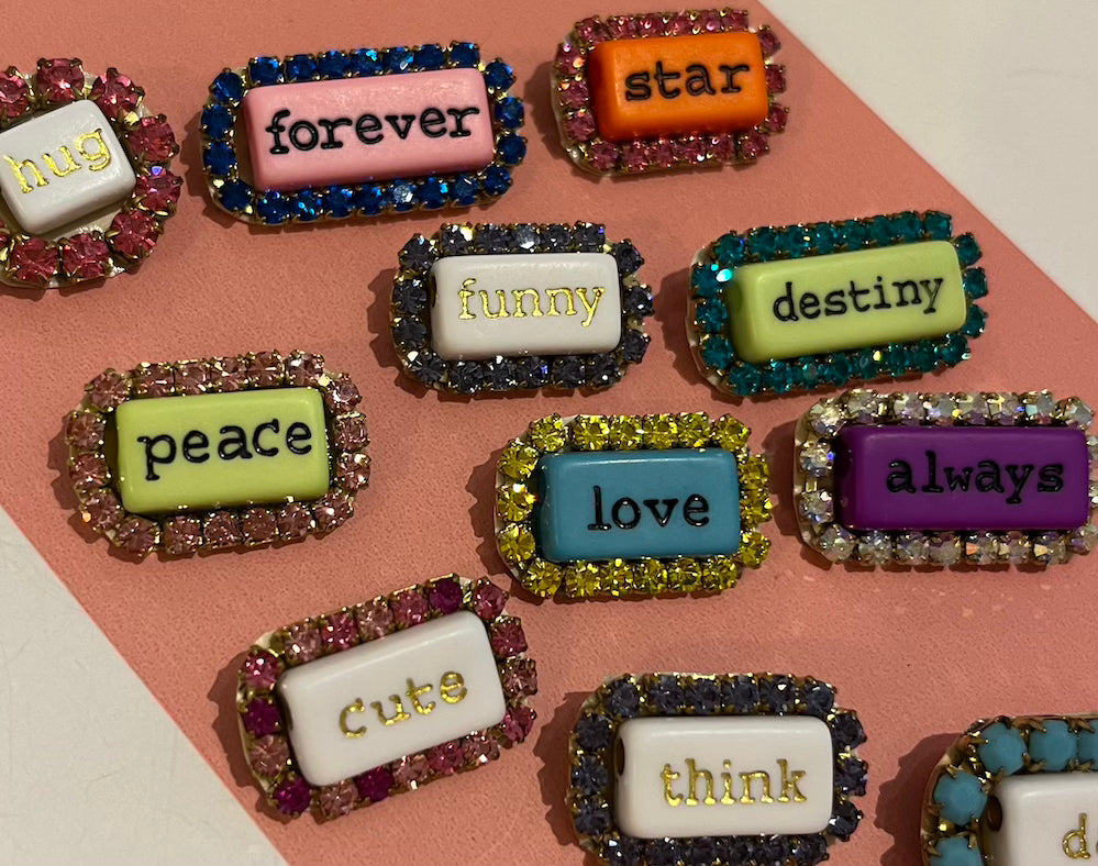 "WORD" Rhinestone Pin