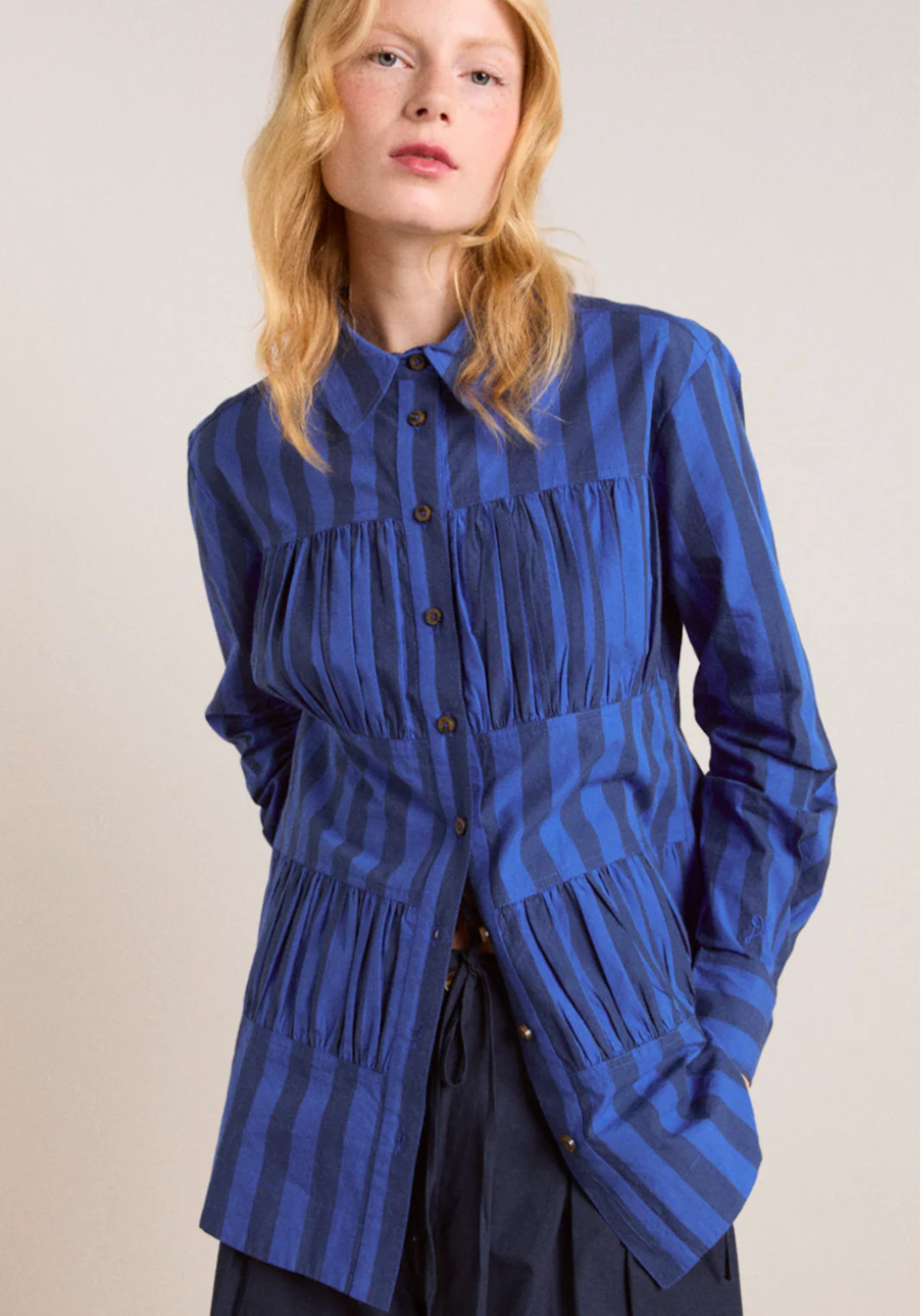 Xenia Blue Stripe Blouse